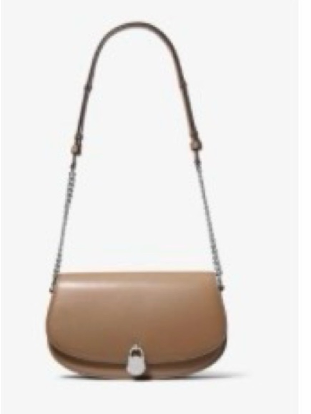 MICHAEL KORS MILA MEDIUM FLAP CROSSBODY MK LOCK BAG PURSE color-Driftwood